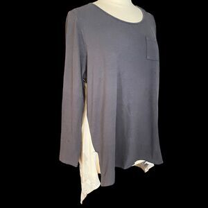 Soft Surroundings Tunic Top Size 1X Plus Long Sleeve Floral Watercolor Back HiLo